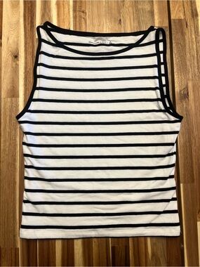 Abercrombie & Fitch White Tank with Black Stripes